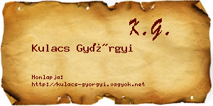 Kulacs Györgyi névjegykártya